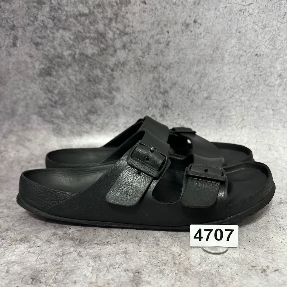 Birkenstock Arizona Sandals Size 41 Mens 8 Womens 10 Black EVA Two Strap Slides